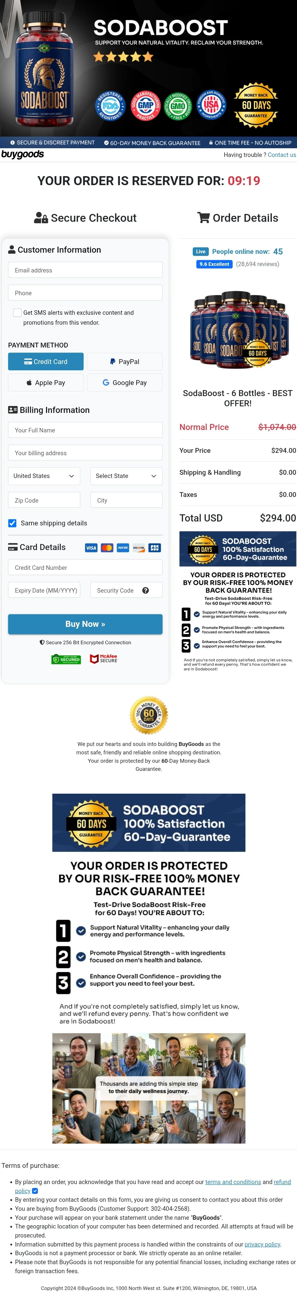SodaBoost order form